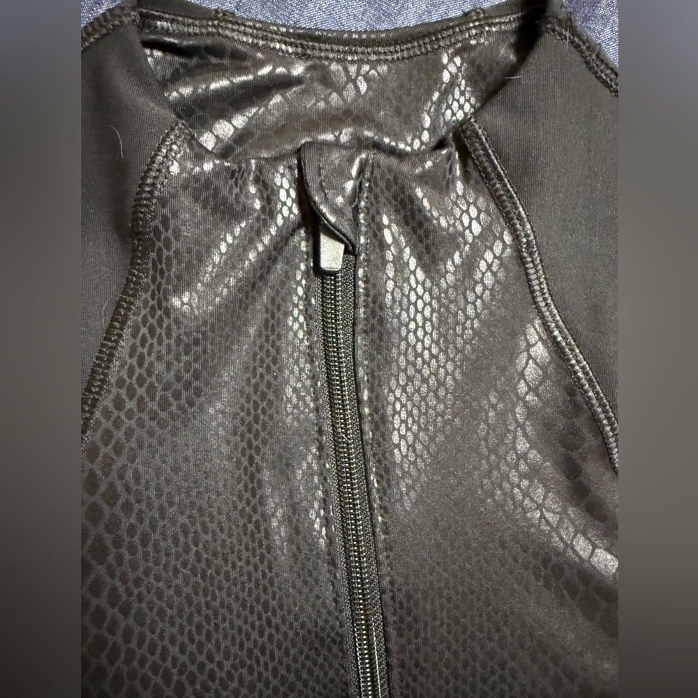 Metallic Snake Print 3/4 sleeve athletic jacket
